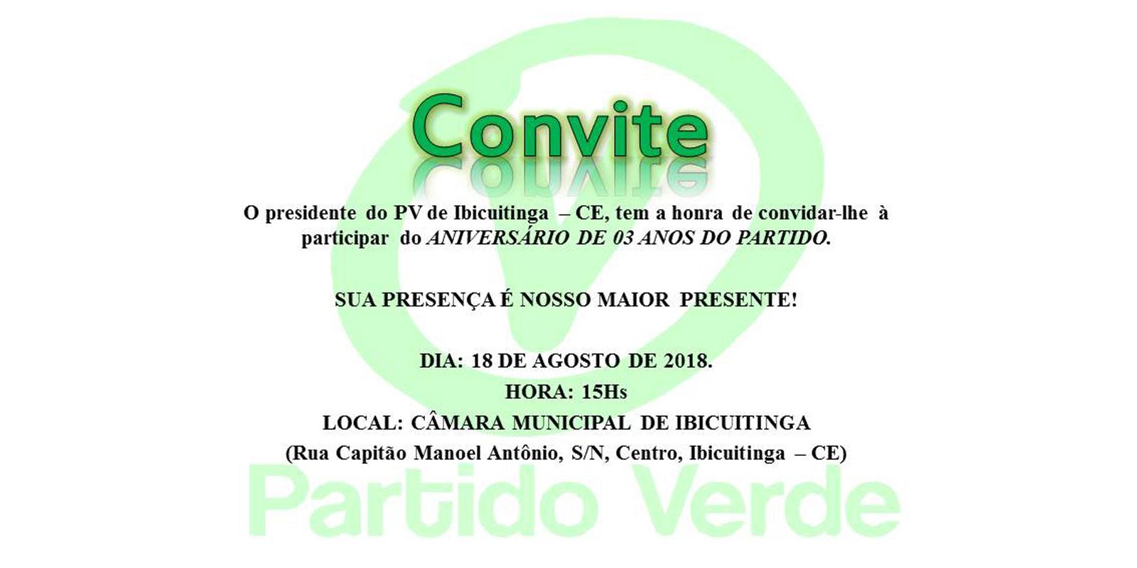 PV de IBicuitinga realiza aniversário de 03 anos do Diretório Municipal