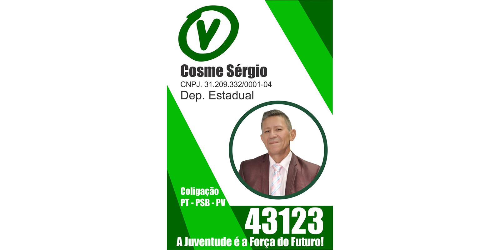 Conheça o Candidato a Deputado Estadual pelo PV Cosme Sergio