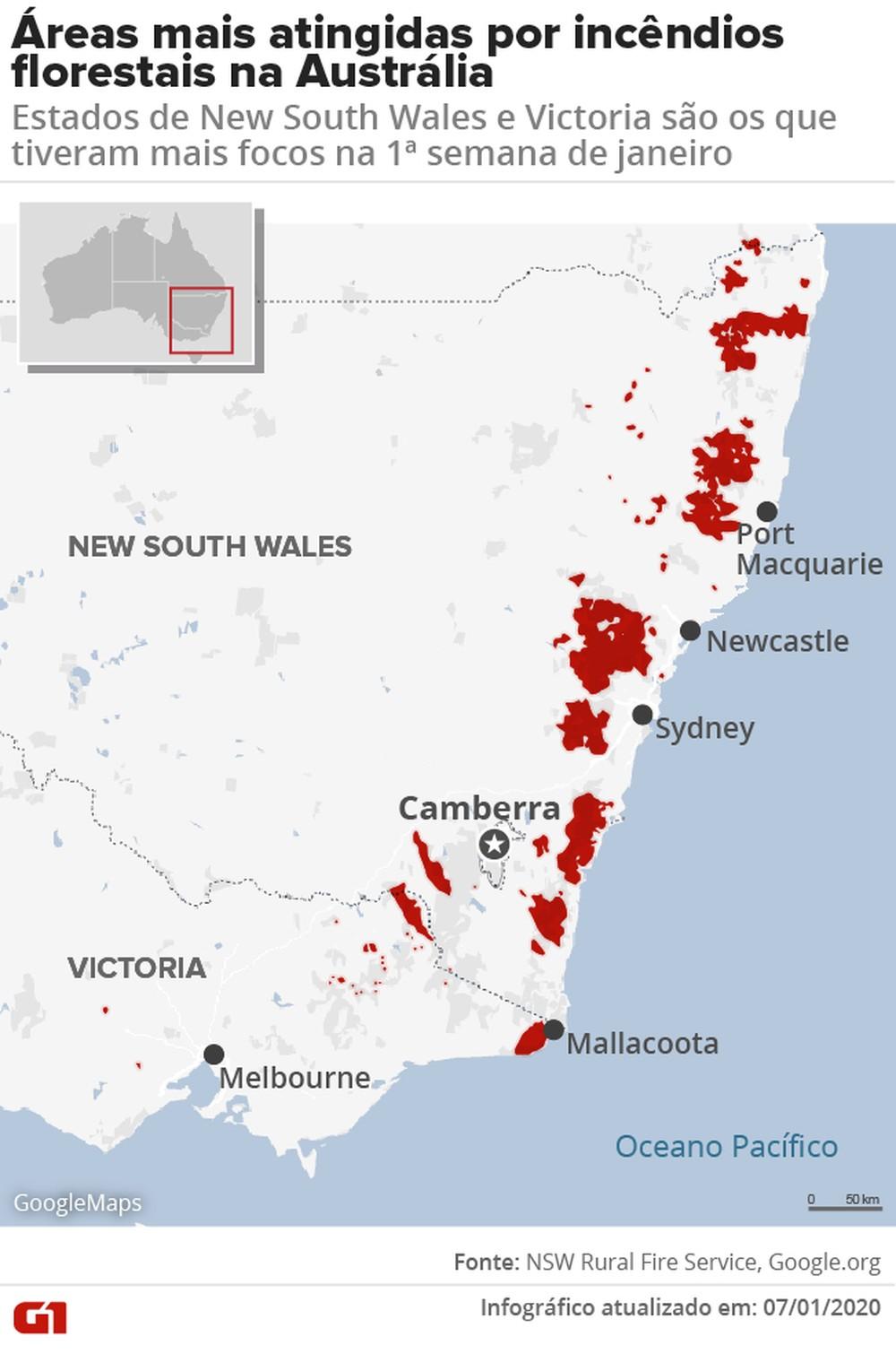 Ondas de calor e ventos fortes ameaçam reacender incêndios na Austrália Ondas de calor e ventos fortes ameaçam reacender incêndios na Austrália